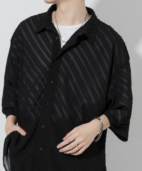 「Adoon plain」 半袖シャツ LARGE ブラック メンズ_画像9