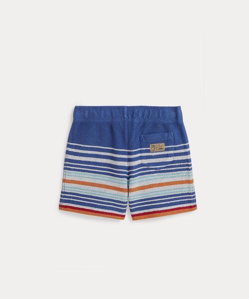 パンツ ストライプド コットン テリー ショートパンツ キッズ 子供服 男の子の画像