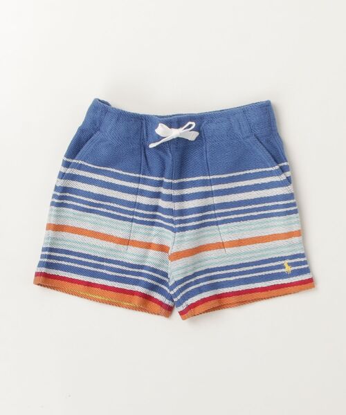 パンツ ストライプド コットン テリー ショートパンツ キッズ 子供服 男の子の画像