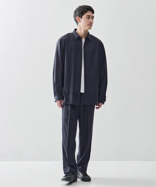 シャツ 「ATON / エイトン」TWIST WOOL GAUZE LOOSE FIT SHIRT メンズの画像