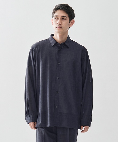 シャツ 「ATON / エイトン」TWIST WOOL GAUZE LOOSE FIT SHIRT メンズの画像