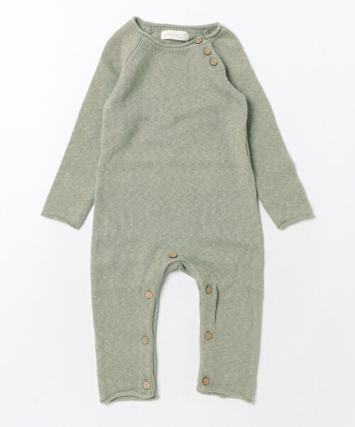 ベビー Cozy Heather Knit Jumpsuit || Heathered Basil