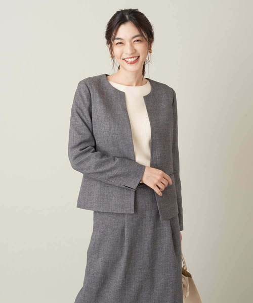 「a.v.v」 ノーカラージャケット 36 ベージュ レディース_画像2