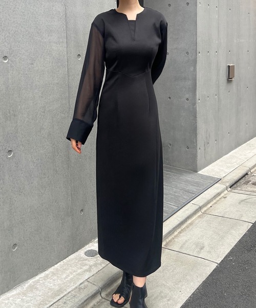 「junoah」 長袖ワンピース X-LARGE モカ レディース_画像2