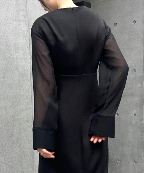 「junoah」 長袖ワンピース X-LARGE モカ レディース_画像4
