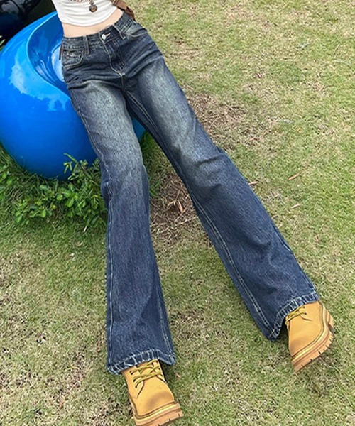 DAY CLOSET ブーツカットデニムパンツ X-LARGE ブルー レディース