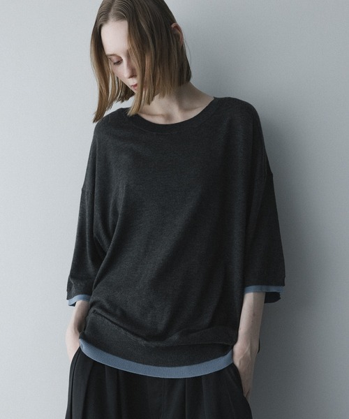 remer tシャツ 配色フェイクレイヤードサマーニットT / fake layered 