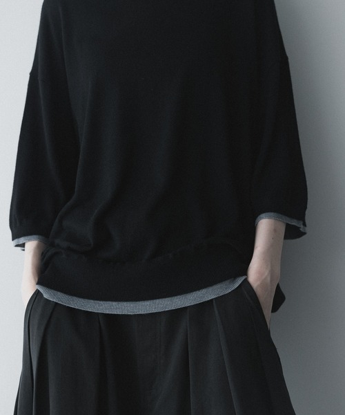 remer tシャツ 配色フェイクレイヤードサマーニットT / fake layered 