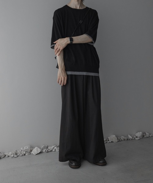 remer tシャツ 配色フェイクレイヤードサマーニットT / fake layered 
