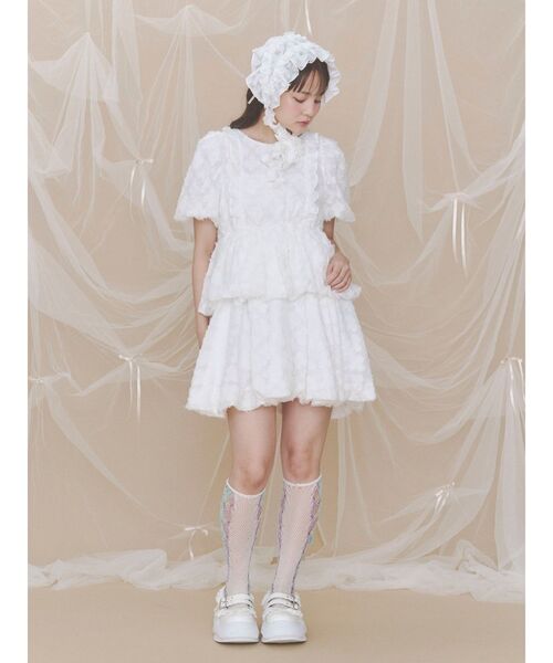 merry jenny ポロミニワンピース　ブルー merry jenny（メリージェニー） ワンピース 半袖 バルーンパフミニ