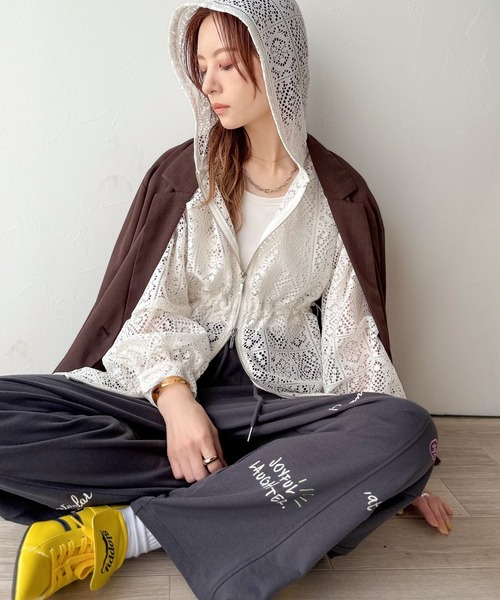 「Java」 ジップアップパーカー LARGE ブラック レディース_画像6
