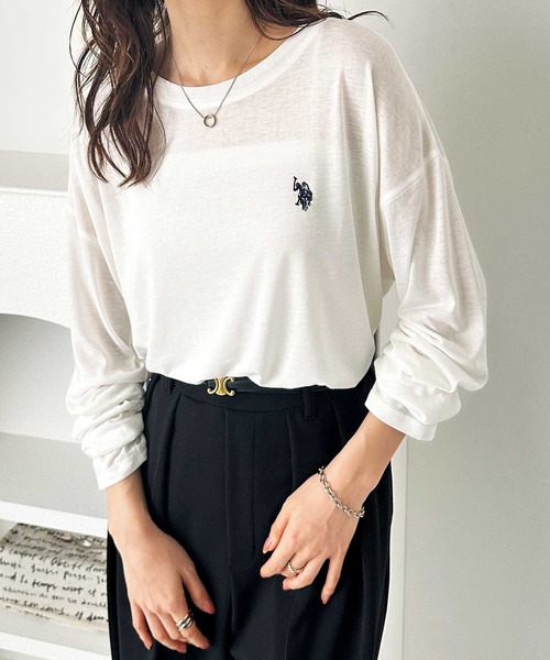 「U.S. POLO ASSN.」 長袖カットソー MEDIUM ホワイト系その他 レディース_画像5