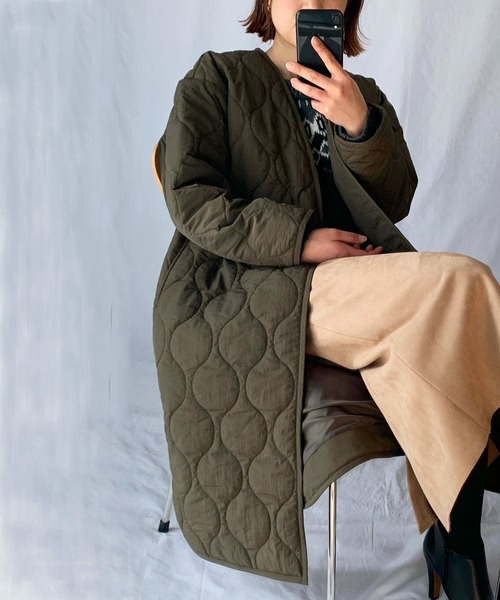 PICCIN ジャケット MA-1 ガウン型キルティングコート レディース 