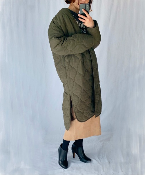 PICCIN ジャケット MA-1 ガウン型キルティングコート レディース 