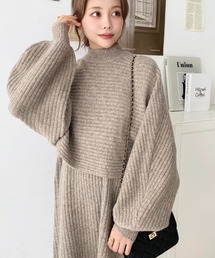 moment+ ワンピース 「セットアップニット」アルパカタッチハイネック