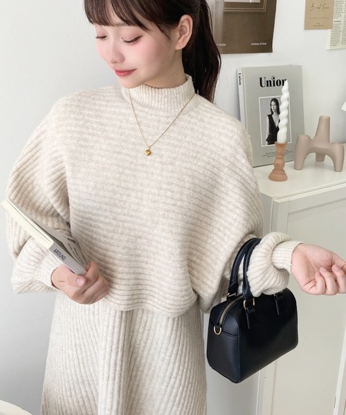 moment+ ワンピース 「セットアップニット」アルパカタッチハイネック