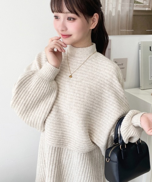 moment+ ワンピース 「セットアップニット」アルパカタッチハイネック moment+ ワンピース 「セットアップニット」アルパカタッチハイネック