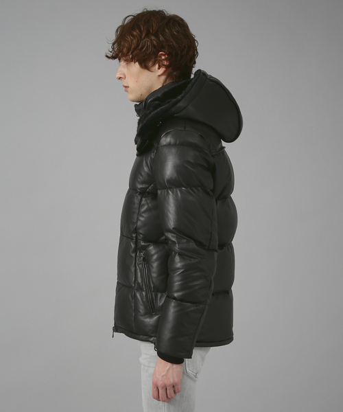 アーバンリサーチ ラムレザー ダウンジャケット 短丈 肉厚 本革