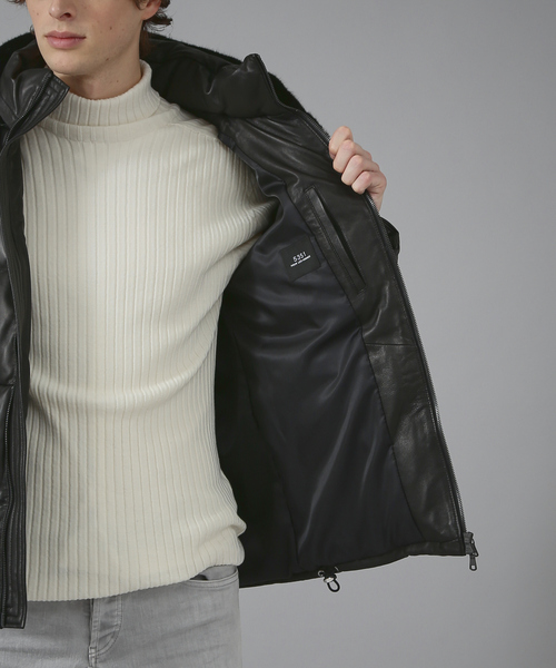 5351 POUR LES HOMMES ダウン ダウンジャケット ラムレザーショート