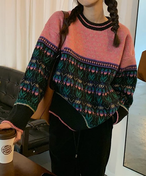 Girly Doll（ガーリードール） ニット セーター ジャガードレトロ