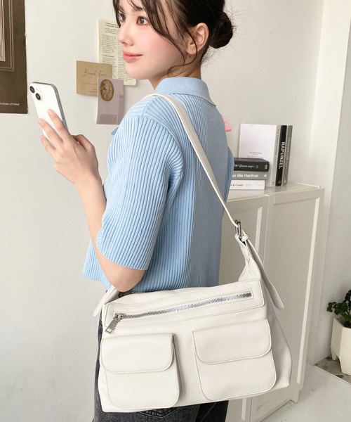 moment+ ショルダーバッグ バッグ ダブルフラップポケットバッグ