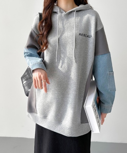 COCOMOMO パーカー 「選べる2タイプ」 デニムドッキングパーカー