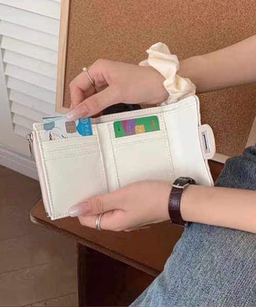 shopnikoniko 財布 キルティング 三つ折り ミニ財布 折りたたみ