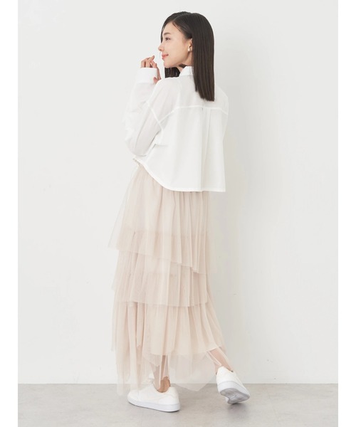 ブラウス シャツ ワンポイントドロストショートシャツ レディース Lace Ladies ブラウス シャツ 立ち襟 レース 長袖 レディース
