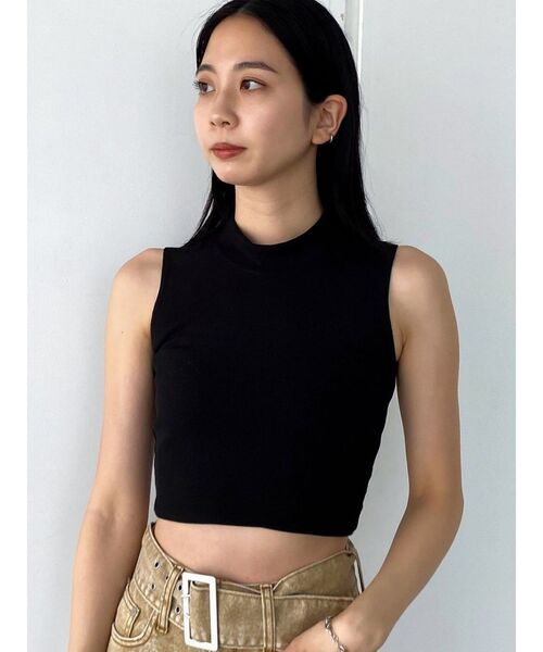 EMODA タンクトップ ノースリーブ ミニハイネックリブトップ