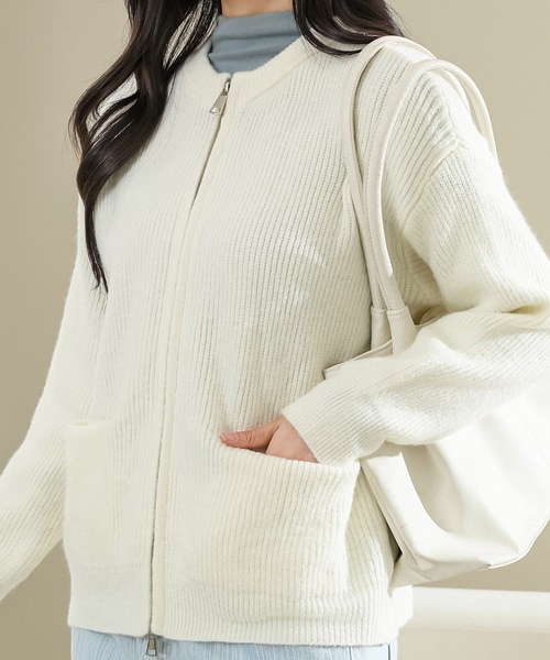 Rene ダブルジップカーディガン　38 白 Rene ダブルジップカーディガン 38 白