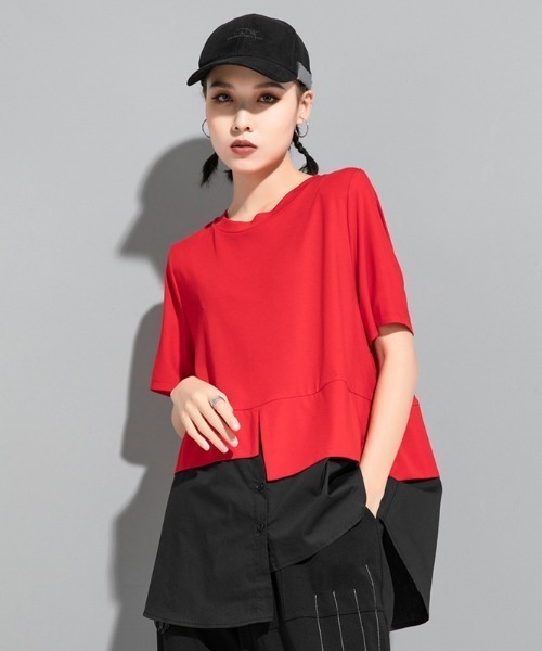 tシャツ 「 B'day / ビーデー 」アシンメトリー半袖Tシャツ レディース