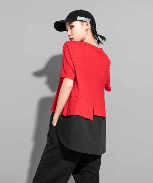 tシャツ 「 B'day / ビーデー 」アシンメトリー半袖Tシャツ レディース B'day tシャツ 「 / ビーデー 」アシンメトリー半袖Tシャツ
