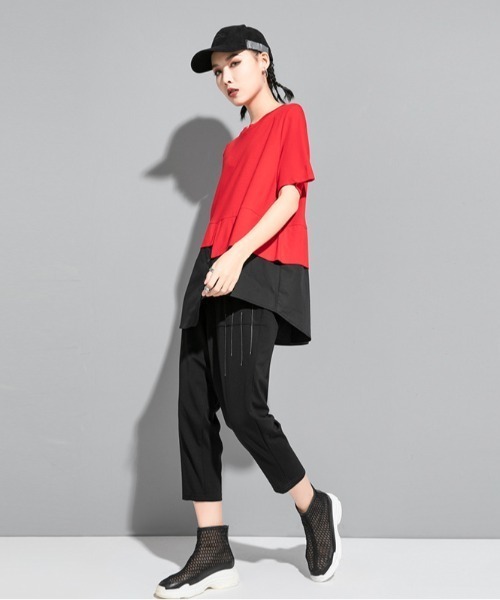 tシャツ 「 B'day / ビーデー 」アシンメトリー半袖Tシャツ レディース B'day tシャツ 「 / ビーデー 」アシンメトリー半袖Tシャツ