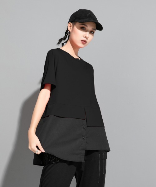 tシャツ 「 B'day / ビーデー 」アシンメトリー半袖Tシャツ レディース B'day tシャツ 「 / ビーデー 」アシンメトリー半袖Tシャツ