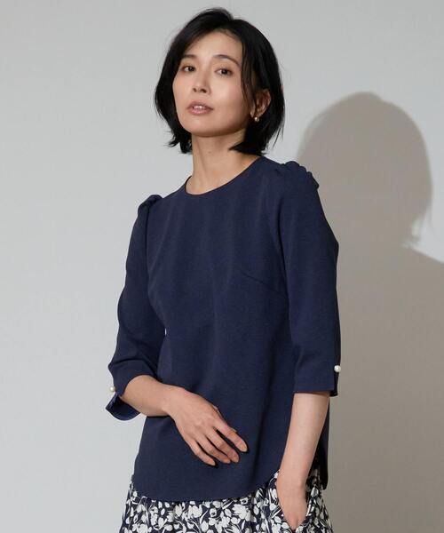 ブラウス シャツ パールアクセントトップス レディース