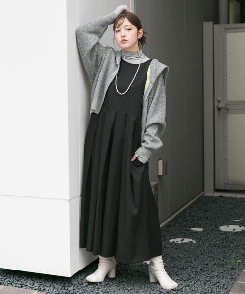 サカイ ワンピース ドッキング ニット プリーツスカート グレー 水色 2 サカイ ワンピース ドッキング ニット プリーツスカート グレー 水色 2