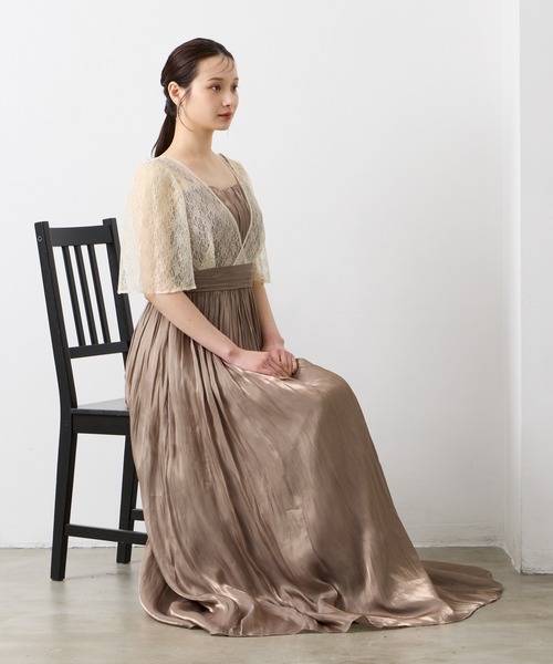 AIMER ドレス 「WEB限定」演奏会用ラメレース×割繊サテン袖付き