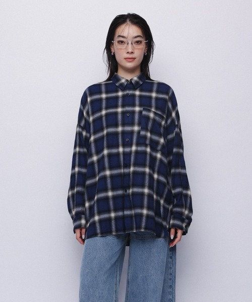 ブラウス シャツ Check over shirt(チェックオーバーシャツ) レディース