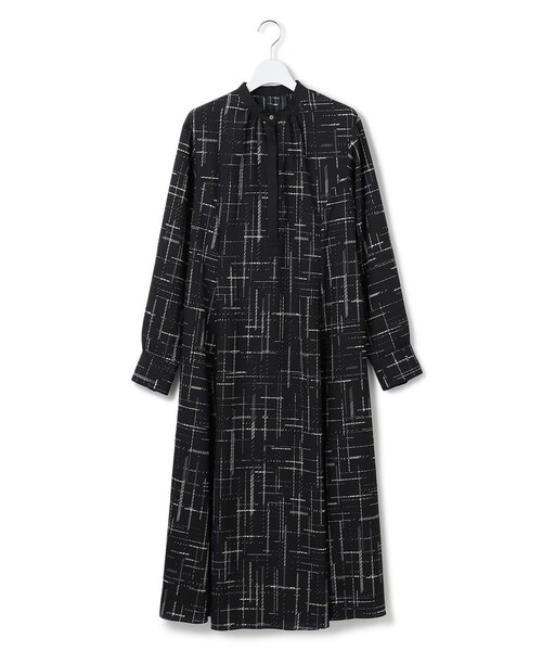 ワンピース 「洗える」モノクロトーンプリント ワンピース