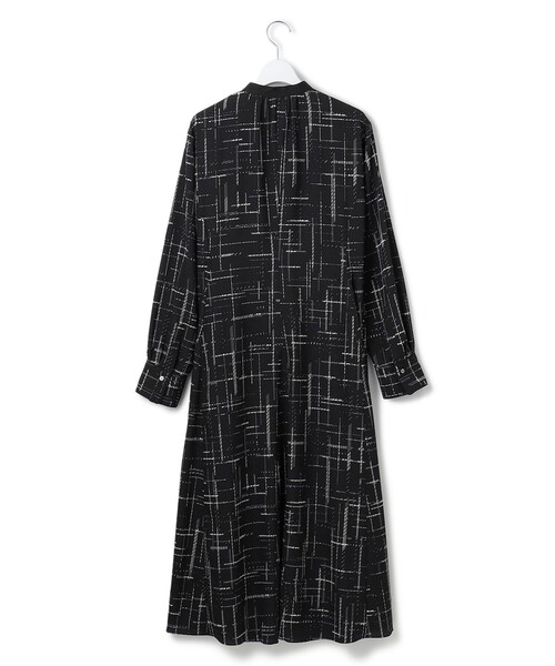ワンピース 「洗える」モノクロトーンプリント ワンピース