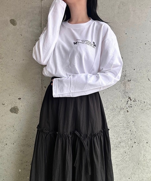 tシャツ 胸元プリントロングTシャツ レディース : ZOZOTOWN Yahoo!店