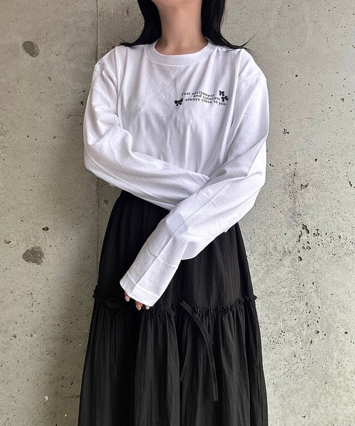 tシャツ 胸元プリントロングTシャツ レディース : ZOZOTOWN Yahoo!店