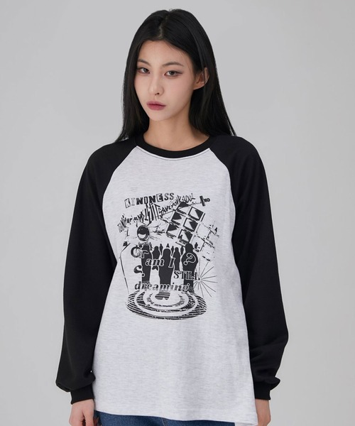 tシャツ A'GEM/9 × .kom 「ACOVER/オコボ」 Dreaming Raglan Overfit Long Sleeve /ドリーミン