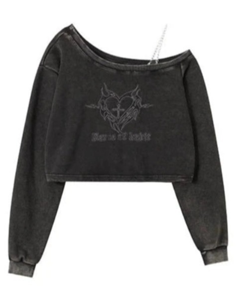 7日まで出品thevirgins ワンショルダー　ロングTシャツ　black KsG tシャツ ワンショルダーフロントデザインロングTシャツ レディース