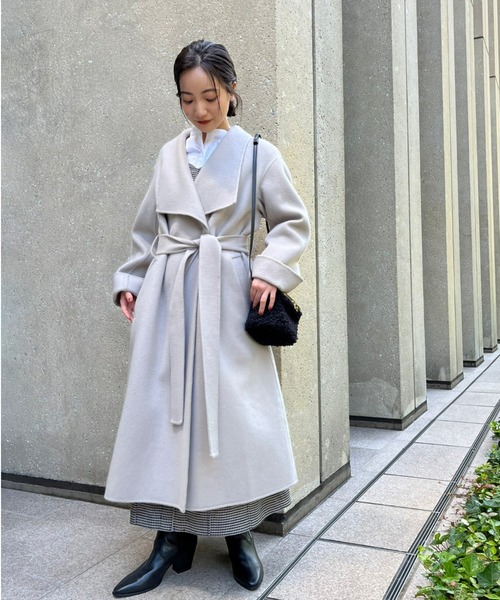 snidel SNIDEL スナイデル　ビッグカラージャガードウールコート SNIDEL（スナイデル） コート 00 ネイビー レディース : ZOZOTOWN