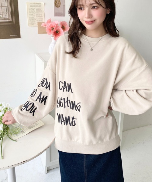 【新品未使用】cen. リボンスウェットプルオーバー moment+ トレーナー スウェット 裏毛オーバーサイズロゴ刺繍