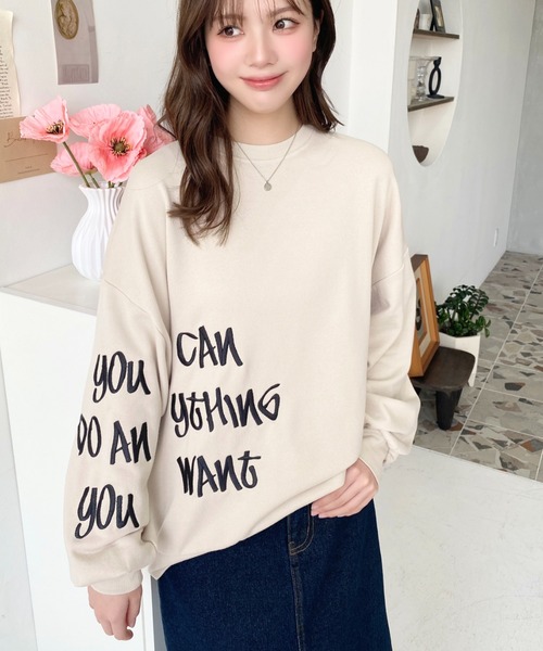 MARMOR オーバーサイズ　ロゴ トレーナー moment+ トレーナー スウェット 裏毛オーバーサイズロゴ刺繍スウェット