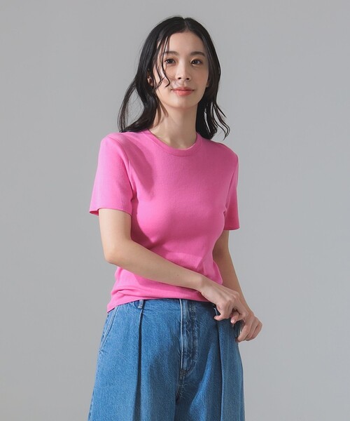 ニット セーター ATON / FRESCA CIRCULAR RIB ショートスリーブ プルオーバー レディース