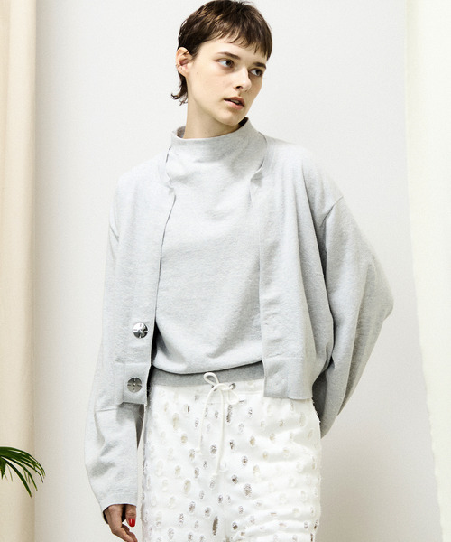 カーディガン unfil アンフィル / stretch organic cotton crew-neck cardigan ストレッチオーガニックコ