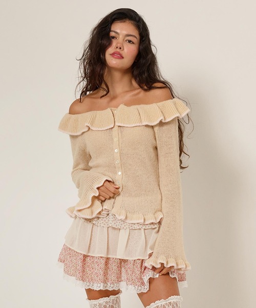 tina jojunフリルラップレイヤード ショートパンツ アイボリー S TINA：JOJUN（ティーナジョジュン） パンツ フリルラップレイヤード